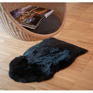 IPEA Lammfell Farbe Schwarz - Teppich aus echtem Schaffell - Made in Italy - 100/110 cm - Natürliche Lammfell Teppich Wohnzimmer - Weiches und Dickes Fell - Deko Fell Schlafzimmer