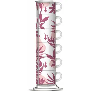 6er Set Bialetti Kaffeetassen 29596 Weiß Rosa Porzellan 90 ml (6 Stück) - Rosa, Weiß