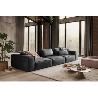 KAWOLA Sofa Carmo 4-Sitzer Leder anthrazit - Dunkelgrau