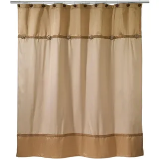 Avanti Linens Geflochtenes Medaillon 183 x 183 cm Duschvorhang, Polyester, Gold, Shower Curtain