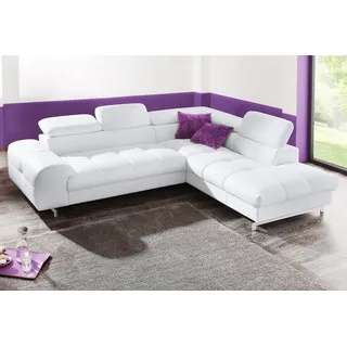 COTTA Ecksofa »Chef L-Form« mit Kopfteilverstellung, edle Metallkufen, wahlweise mit Bettfunktion, weiß