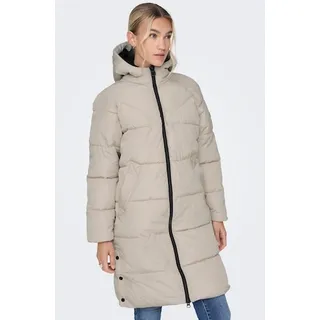 ONLY Steppmantel »ONLAMANDA LONG PUFFER COAT«, mit Kapuze, beige