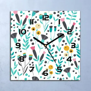 Wanduhr Echt-Glas-Küchenuhr Skandinavischer Stil Quarz 30x30 Deko Bilder - Blau