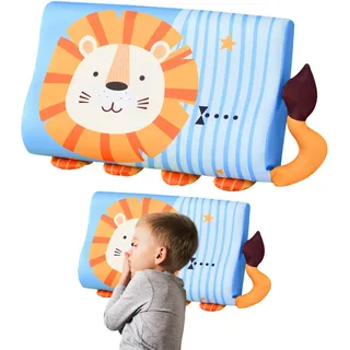 GAROMIA Schlummerkids Kissen Calmly Kinderkopfkissen 44 * 27cm Kinderkissen Ergonomisch Schlummerkids Kawaii Tiere Kissen Mit Kopfkissenbezug for weiche Träume (Löwe)
