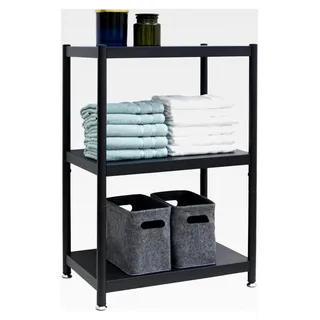 Metallregal im Industrial Design Schwarz - 61x41x90 Stehregal - 3 Ebenen Wandregal Schwerlast - Modernes Wohnzimmerregal - Küchenregal Schwarz Badregal Bücherregal Raumteiler