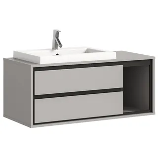 xonox.home Waschtisch inkl. Waschbecken 100 cm x 48 cm x 48 cm Grau