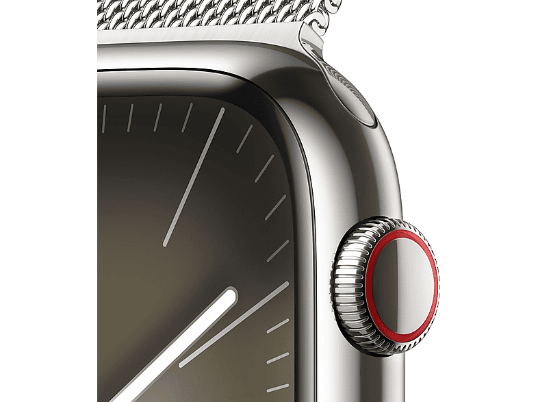 Bild von Watch Series 9 GPS + Cellular 45 mm Edelstahlgehäuse silber, Milanaise Armband silber One Size
