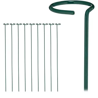 Relaxdays 10xPFLANZSTÄBE , Dunkelgrün , Metall , 6x80x6 cm , Dekoration, Gartendeko