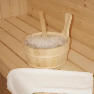 HOME DELUXE - Outdoor Sauna CUBE DELUXE - L - Maße: ca. 220 cm x 185 cm x 194 cm, Holz: Fichtenholz - inkl. Saunaofen und Saunazubehör I Gartensauna, Außensauna, Sauna Fass für 4 Personen - Braun