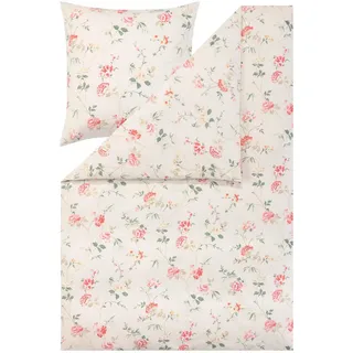 Estella Bettwäsche Floral Weiß 155 x 220 cm + 80 x 80 cm