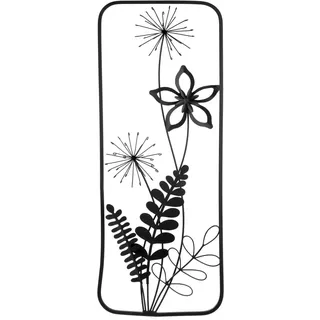 Gilde "Wandrelief, "Black Flowers", Blumenmotiv, Metall, schwarz", Wandrelief Black Flowers Blumen Wanddeko Wohnzimmer,
