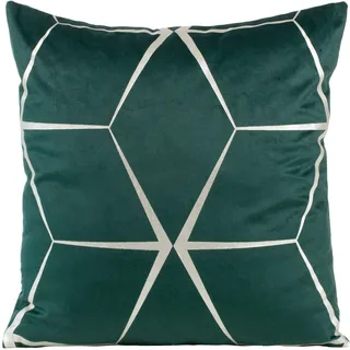 Eurofirany Elegante Velvet Kissenbezüge Dekokissen mit Aufdruck 45x45 cm Bezug Samt Kissenhülle Weiche Sofakissen, Raute Muster, Dunkel Grün