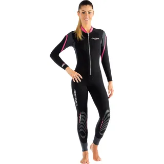 Cressi Damen Lei All-in-one Wetsuit Einteiliger Neoprenanzug für Frauen aus Neopren 2,5 mm, Schwarz/Grau/Rosa, L