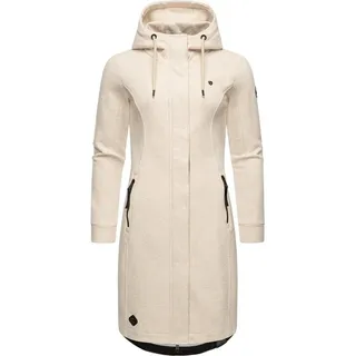 Ragwear Damen Leichter Sweat Übergangsmantel lang windabweisend mit Kapuze Letti Long Beige Melange Gr. XL - XL