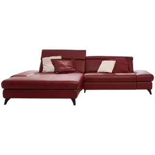 Cantus Ecksofa , Rot , Metall , Echtleder , Rindleder , Uni , L-Form , 285x184 cm , Typenauswahl, Fußauswahl, Lederauswahl, Stoffauswahl, Hocker erhältlich, Rückenfutter , Wohnzimmer, Sofas & Couches, Sofas, Ledersofas