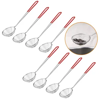 Heqishun 8 Stück Fondue Sieb Edelstahl Küchensieb mit Griffen Feinmaschig Küchensieb Schöpflöffel Sieb aus Rostfreiem Edelstahl SCHAUMLÖFFEL für Garen von Gemüse Pilzen Fleisch Fisch