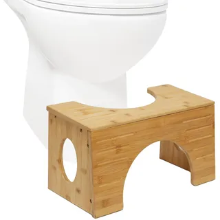 Relaxdays Toilettenhocker, Stuhlgang Unterstützung, WC Hocker Erwachsene, Bambus, 2 Höhen, 19,5/25 cm, Natur