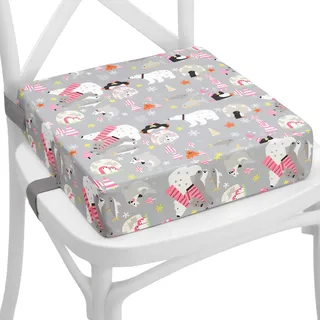 Totsy Baby Kindersitzerhöhung Sitzerhöhung Stuhl Kind 33x33x8 cm - Sitzkissen Kinder Booster Seat Stuhlerhöhung Kissen für Kleinkind beim Esstisch Stuhlkissen und Babysitz Tiere Grau