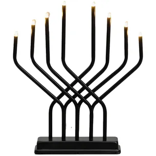 Adventsleuchter LED 8 Lichter 32/27 cm , Schwarz , Metall , 27x32x6.5 cm , Dekoration, Weihnachtsdekoration