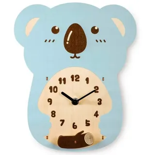 Hama Holz Kinder-Wanduhr Koala 19,5 cm  - Blau/Braun