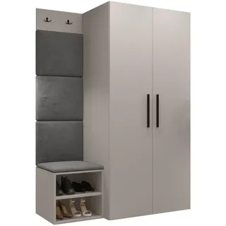 Mirjan24 Garderoben-Set Medi Iv , Grau, Kaschmir , Holzwerkstoff, Textil , Rechteckig , 80x191x50 cm , Garderobe, Garderoben-Sets & Garderoben-Serien, Garderoben-Sets