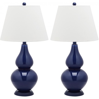 SAFAVIEH Modern Glass Table Lamps - Set of 2, in Navy