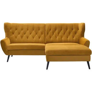 Stylife Ecksofa , Currygelb , Textil , Buche , vollmassiv , Uni , Ottomane rechts, L-Form , 237x165 cm , Typenauswahl, Stoffauswahl, seitenverkehrt erhältlich, Rücken echt, Armteil links, Armteil rechts , Wohnzimmer, Sofas & Couches, Wohnlandschaften, Ecksofas