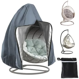 Oriental riverkit Schutzhülle für Hängesessel für Patio mit Reißverschluss, wasserdicht, winddicht, UV-Schutz, Bezug für Drehstuhl, 190 x 15 cm (grau)