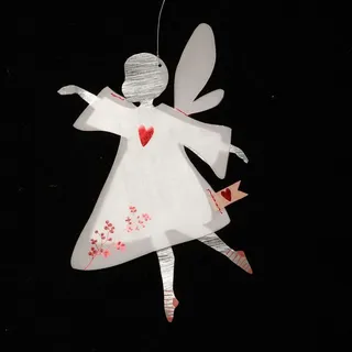 Good old Friends Wunschfee-Hängeschmuck Herz rot - Hängender Schmuck aus Papier für Weihnachten