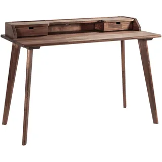 Hasena Schreibtisch , Nussbaumfarben , Holz , Nussbaum , massiv , 2 Schublade(n) Schubladen , rechteckig , eckig, A-Form , 60x85x120 cm , Holzmöbel, Holztische, Schreibtische Holz, Schreibtische Holz