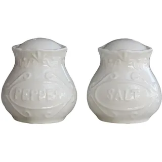Chic Antique Provence Salz und Pfefferstreuer-Set Porzellan weiß Spülmaschinenfest Höhe 6 cm