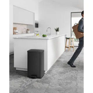 SONGMICS Mülleimer Küche, 40 Liter Abfalleimer, großer Tretmülleimer, mit Deckel, - Schwarz