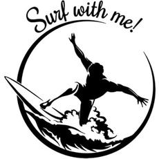 Aufkleber Surf Camper Van 4 x 4 | Farbe Schwarz Surfbrettmuster mit Welle für Auto Motorrad | Maße: 15,3 x 14,6 cm | Surfer-Liebhaber und Surfer-Fans | Camper-Dekoration Van Auto Motorräder Wohnwagen