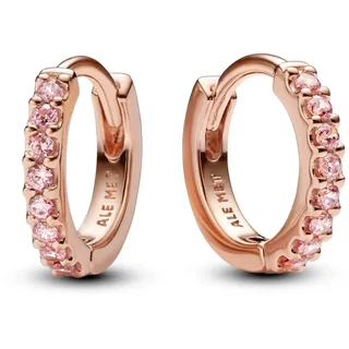 Pandora 283015C01 Damen-Creolen Funkelnde Pinke Huggies Roségoldfarben