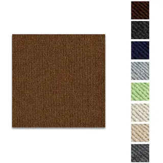 Kongming Teppichfliesen selbstklebend waschbar, 10 Stücke Teppichfliesen selbstliegend 30x30cm, Teppich Fliesen mit Rückendeckung, Teppich Bodenbelag für Wohnung, Büro, Gewerbe (Teppich Braun)