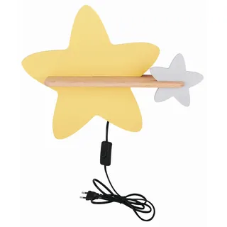 Kinderwandleuchte , Grau, Goldfarben , Holz, Metall, Holzwerkstoff , Eiche , Stern , 12x31x40 cm , RoHS, Europäischer Sicherheitsstandard , Schnurschalter, einfach zu transportieren , Lampen & Leuchten, Innenbeleuchtung, Kinderzimmerlampen, Kinderwandleuchten