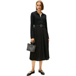 Tommy Hilfiger Damen Polokleid Interlock Mix Media mit Taillengürtel, Schwarz (Black), XXS