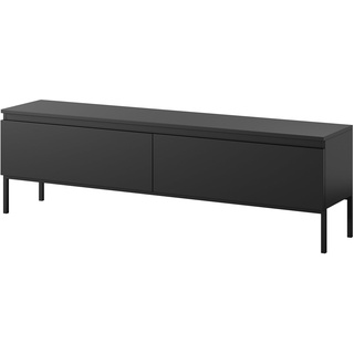 Selsey TV Schrank Board Sideboard Fernsehtisch Fernsehschrank Mit Schränken 150 cm Schwarze Beine Schwarz Bemmi