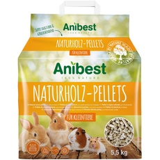 Anibest Kleintierpellets, 100 % natürliche Einstreu für Kaninchen, Hamster, Meerschweinchen und Co, saugfähige & geruchsbindende Holzpellets, leicht dosierbare Unterstreu, 5,5 kg/ 10 l