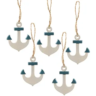 Deko Anker zum Aufhängen, 5er Set: Maritime Holzanker, Sommer, Meer & Strand, Dekoanhänger Holz, Tischdeko Flach, Dekoration Wohnzimmer Maritim, Holzdeko Innen, Maritimdeko, Hängedeko, Klein, 5 cm