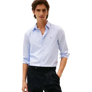 Tommy Hilfiger Herren Hemd Flex Poplin Mini Print Slim Fit, Blau (Sweet Blue/Allover), M