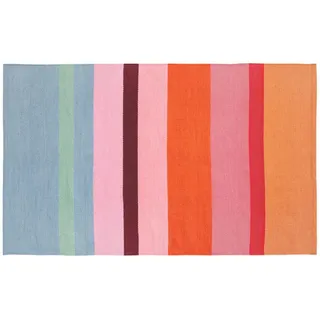 Läufer , Orange, Hellrosa, Pastellblau , Kunststoff , Streifen , 160x100 cm , UV-beständig , Teppiche und Böden, Teppiche, Teppichläufer, Läufer