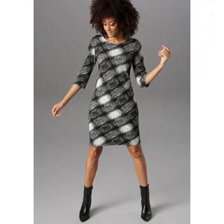 Aniston SELECTED Jerseykleid elegant gemustert, schwarz-weiß