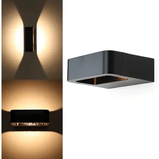 LED-Aluminium-Wandleuchte „BLOQ“ 7W, modernes Design, Up- und Downlight, IP65, 3000K Warmweiß, ideal für den Außenbereich
