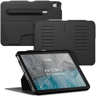ZUGU CASE iPad Air 11 (M3 2025 / M2 2024) & iPad Air 5. / 4. Generation (2022/2020) 10.9 Zoll schlanke Schutzhülle 8 Winkel-Ständer magnetisch, Aufladen iPad Stiftes Auto Sleep/Wake UP [ Schwarz ]