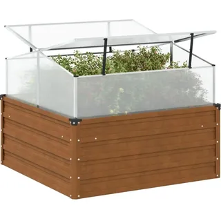 vidaXL Hochbeet mit Gewächshausaufsatz 77 x 100 x 77 cm Braun