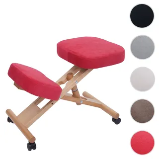Kniestuhl HWC-Q46, Sitz-/Kniehocker höhenverstellbar Rollen Stoff/Textil (200g/m2) Holz ~ rot