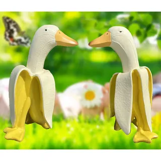 Tellme Bananenenten-Statuen, kreative skurrile Gartenkunst, Kunstharz-Skulpturen, niedliche Enten-Zwerge, Dekoration für Zimmer, Veranda, Büro, Zuhause, lustige freche Bananenornamente,
