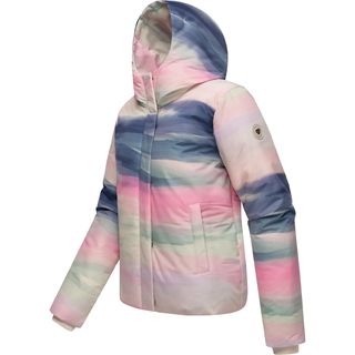 Winterjacke RAGWEAR "Winterjacke Amarrena", Damen, Gr. S, beige (ecru), Obermaterial: 100% Polyester PES.  Obermaterial: Futter: 100% Polyester PES. 100% Polyester PES., lässig geschnitten hüftlang, hoch geschlossener Ausschnitt, Ärmel ohne Ärmelschlitz Rippstrickbündchen, Jacken Winterjacke, Wasserdichte Damen Steppjacke mit modischem Farbverlauf
