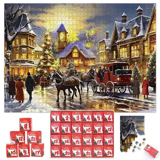 Dreamtop Adventskalender Puzzle Erwachsene 2024 Weihnachts 1008 Teile Adventskalender Puzzles Weihnachten Geschenke für Männer und Frauen (Stil A)